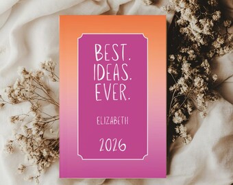 Custom Best Ideas Ever Lesbian Pride Flag Hardcover Journal, Personalized Name & Year, Subtle Pride Design, Gift for Friend, Birthday Gift