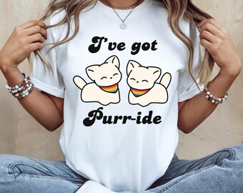 I've Got Purr-ide Pride Cat Tee, Unisex Short Sleeve Shirt, LGBTQ+ Pride Apparel, Funny T-Shirt, Rainbow Cat Design, Gift for friend