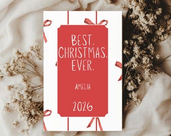 Personalized Best Christmas Ever Hardcover Journal Coquette Bow, Holiday Red Bows 2026 Journal, Christmas Journal, Festive Xmas Gift