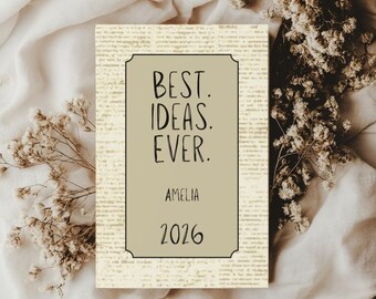 Custom Best Ideas Ever Book Pages Hardcover Journal, Personalized Name & Year, Book Lovers Notebook, Gift for Friend, Birthday Gift