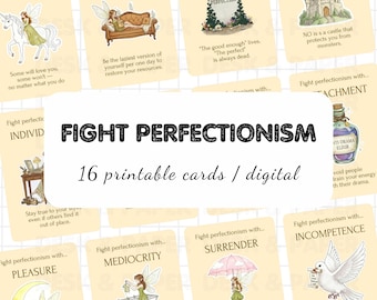 Afdrukbare affirmatiekaarten perfectionisme | Cadeau geestelijke gezondheid | 16 zelfliefdekaarten