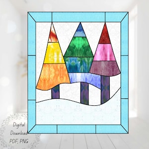 Christmas Tree Stained Glass Pattern | 18 x 22 cm Digital Download | Festive Glass Design | PDF & PNG Template with Commercial Licence