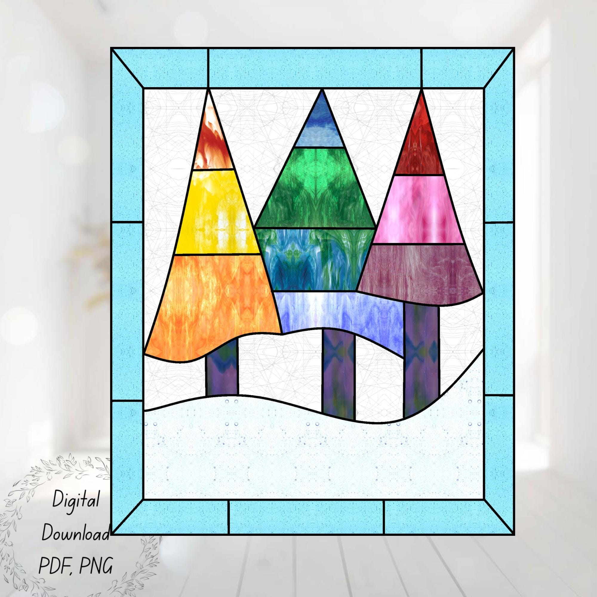 Christmas Tree Stained Glass Pattern | 18 X 22 Cm Digital Download ...