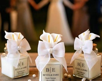 Personalized Scented Candle Gifts: Wedding Engagement, Wedding, Bridesmaid, Bridal Shower Gift Save the Date