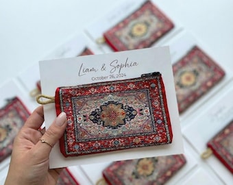 Personalized Turkish Rug Coin Purse Wedding Favors for Guests, Bulk Wedding Favors, Custom Mini Wallet Pouch, Unique Boho Wedding Gifts