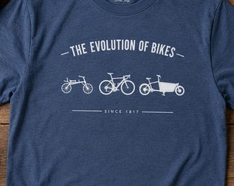 Bicycle shirt, cargo bike shirt, gift for cycling enthusiasts, funny bicycle evolution T-shirt, cyclist gift, urban biking