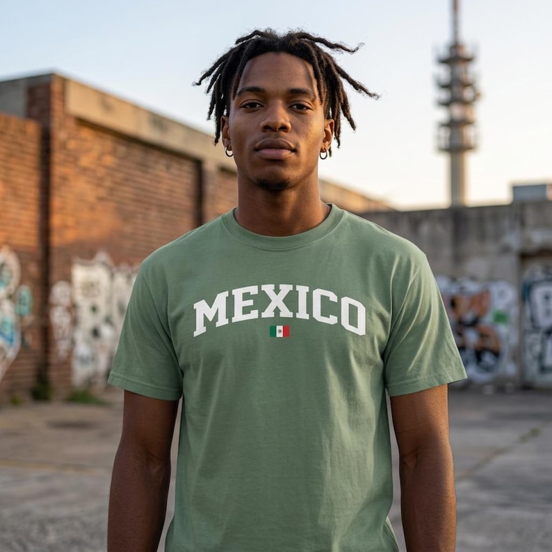 Camiseta con la bandera de México, camiseta clásica de algodón grueso, camiseta unisex del orgullo mexicano, regalo informal para él y para ella. imagen 8