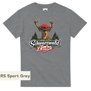 Black Forest T-shirt, deer with Bollenhut hat, unisex cotton T-shirt. image 14