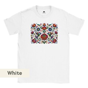 Mexican floral t-shirt with birds, boho style, floral top, women's floral pattern, colorful folklore shirt, gift for flower lovers image 18