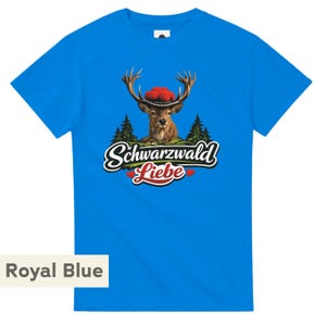 Black Forest T-shirt, deer with Bollenhut hat, unisex cotton T-shirt. image 16