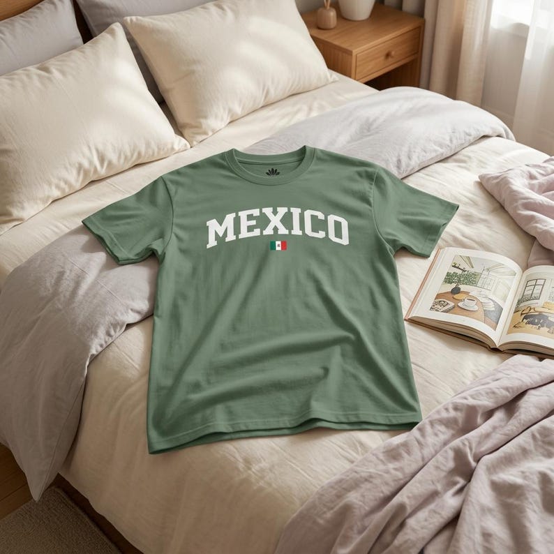 Camiseta con la bandera de México, camiseta clásica de algodón grueso, camiseta unisex del orgullo mexicano, regalo informal para él y para ella. imagen 5