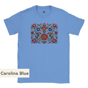 Mexican floral t-shirt with birds, boho style, floral top, women's floral pattern, colorful folklore shirt, gift for flower lovers image 19