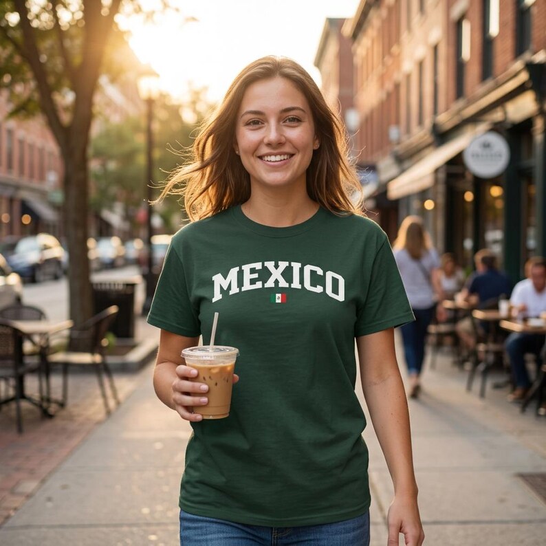 Camiseta con la bandera de México, camiseta clásica de algodón grueso, camiseta unisex del orgullo mexicano, regalo informal para él y para ella. imagen 6