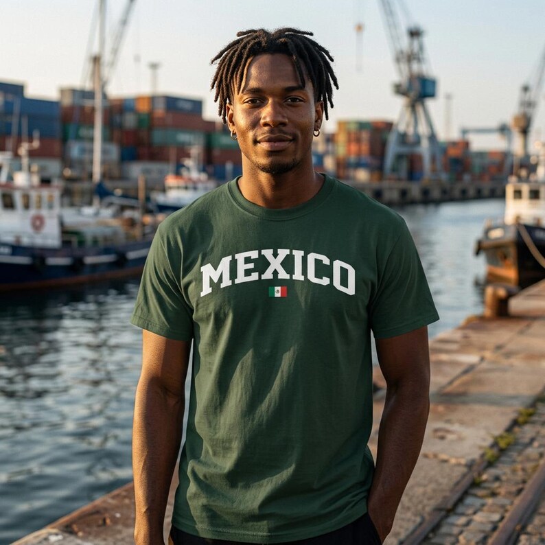 Camiseta con la bandera de México, camiseta clásica de algodón grueso, camiseta unisex del orgullo mexicano, regalo informal para él y para ella. imagen 4