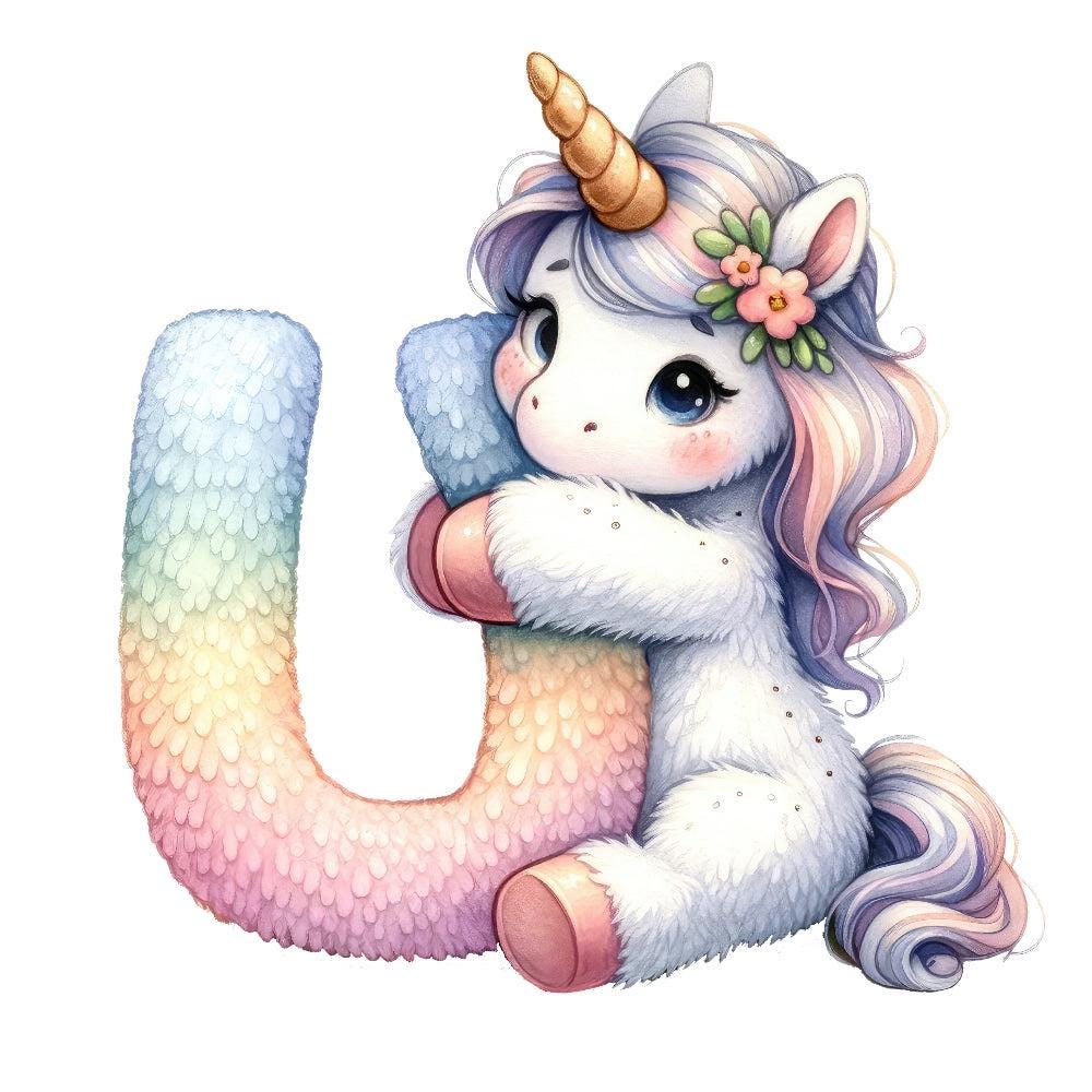 Animal Unicorn Letter U Fabric Panel - Etsy