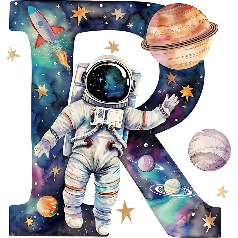 Space R Lettering Space Alphabet Letter R Fabric Panel - Etsy