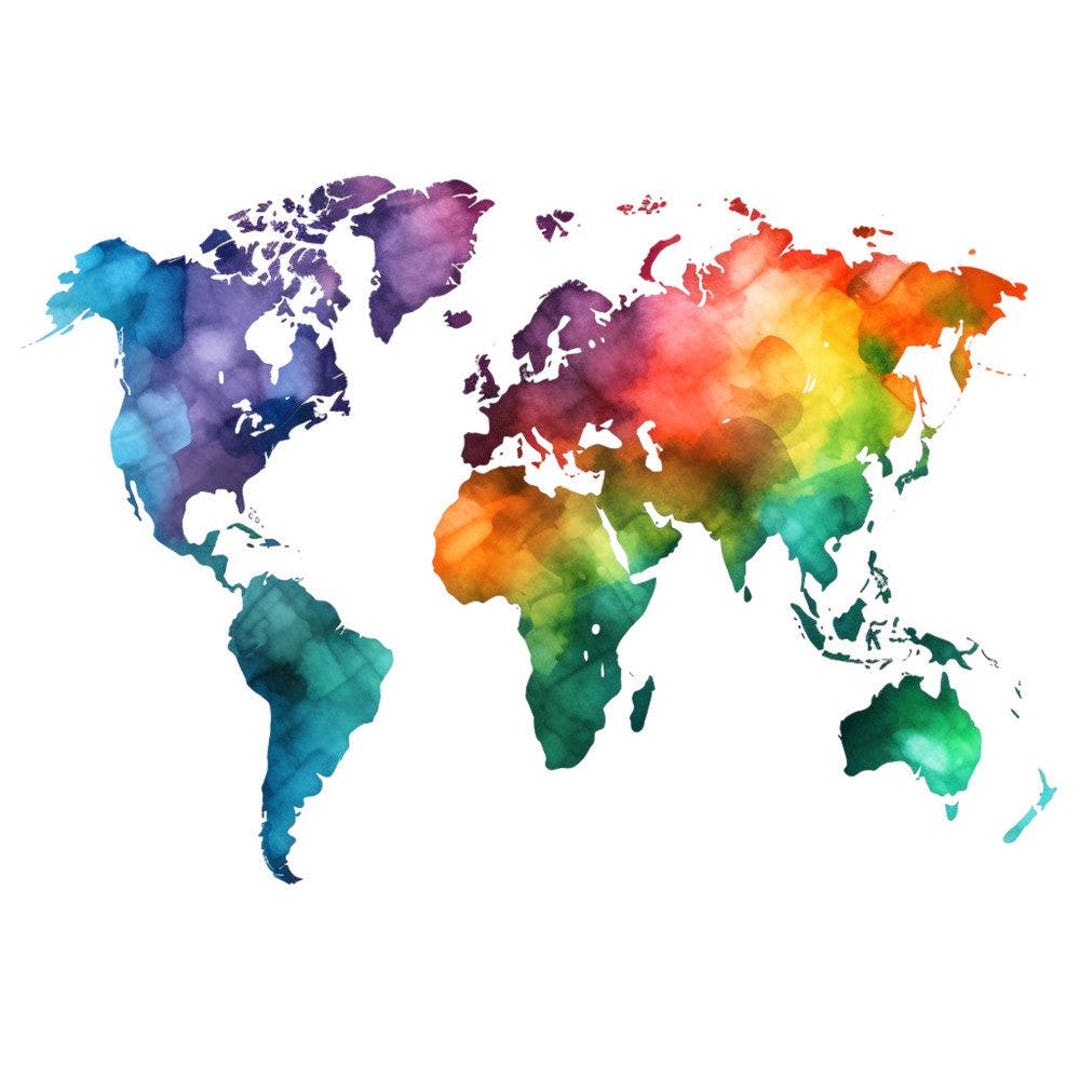 Etsy Color Map Colorful World Map Fabric Panel 11 - Etsy