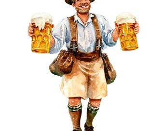 Watercolor Oktoberfest Fabric Panel 18