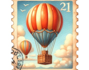 Vintage Travel Stamps Fabric Panel 1