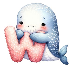 Animal Whale Letter W Fabric Panel