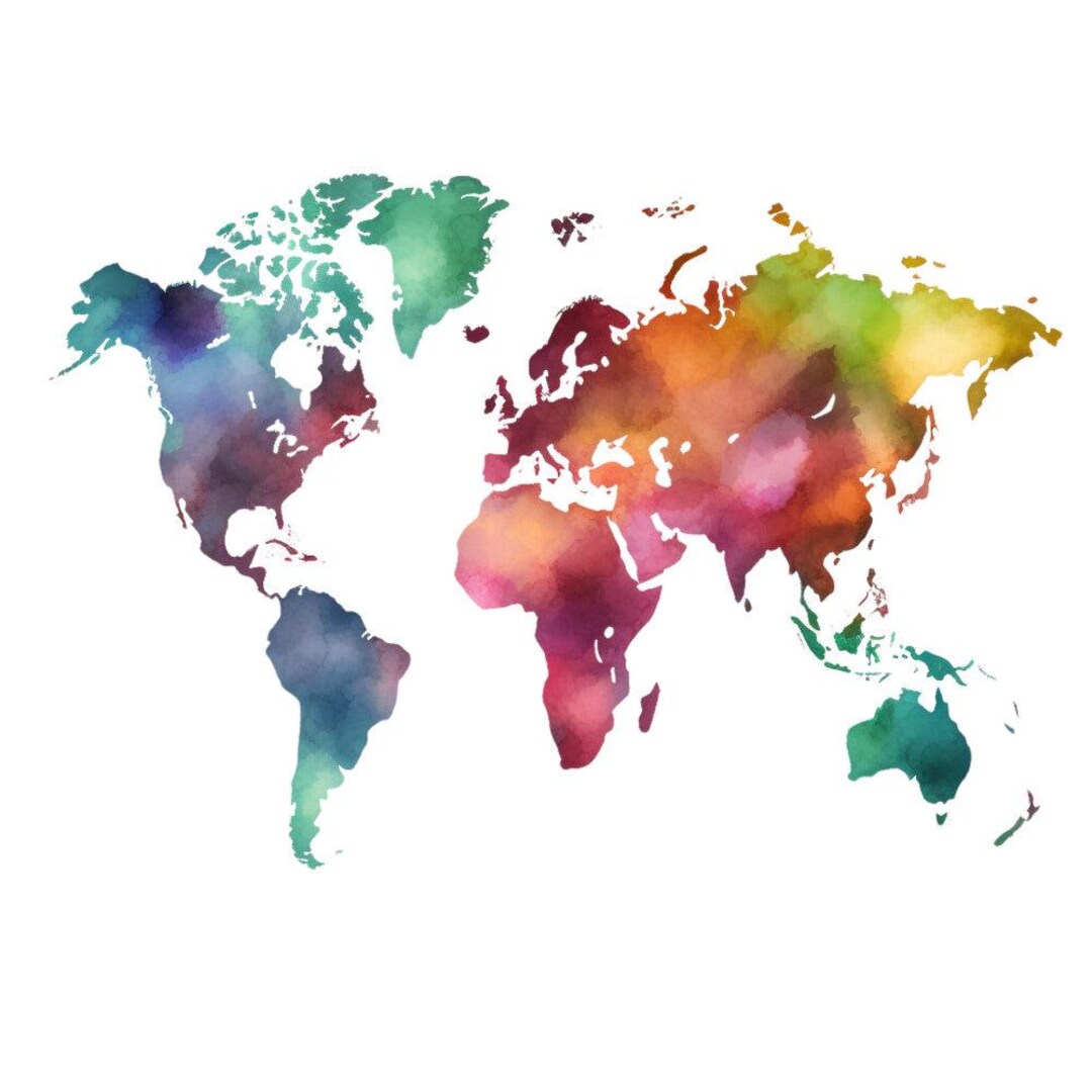 Etsy Color Map Colorful World Map Fabric Panel 12 - Etsy