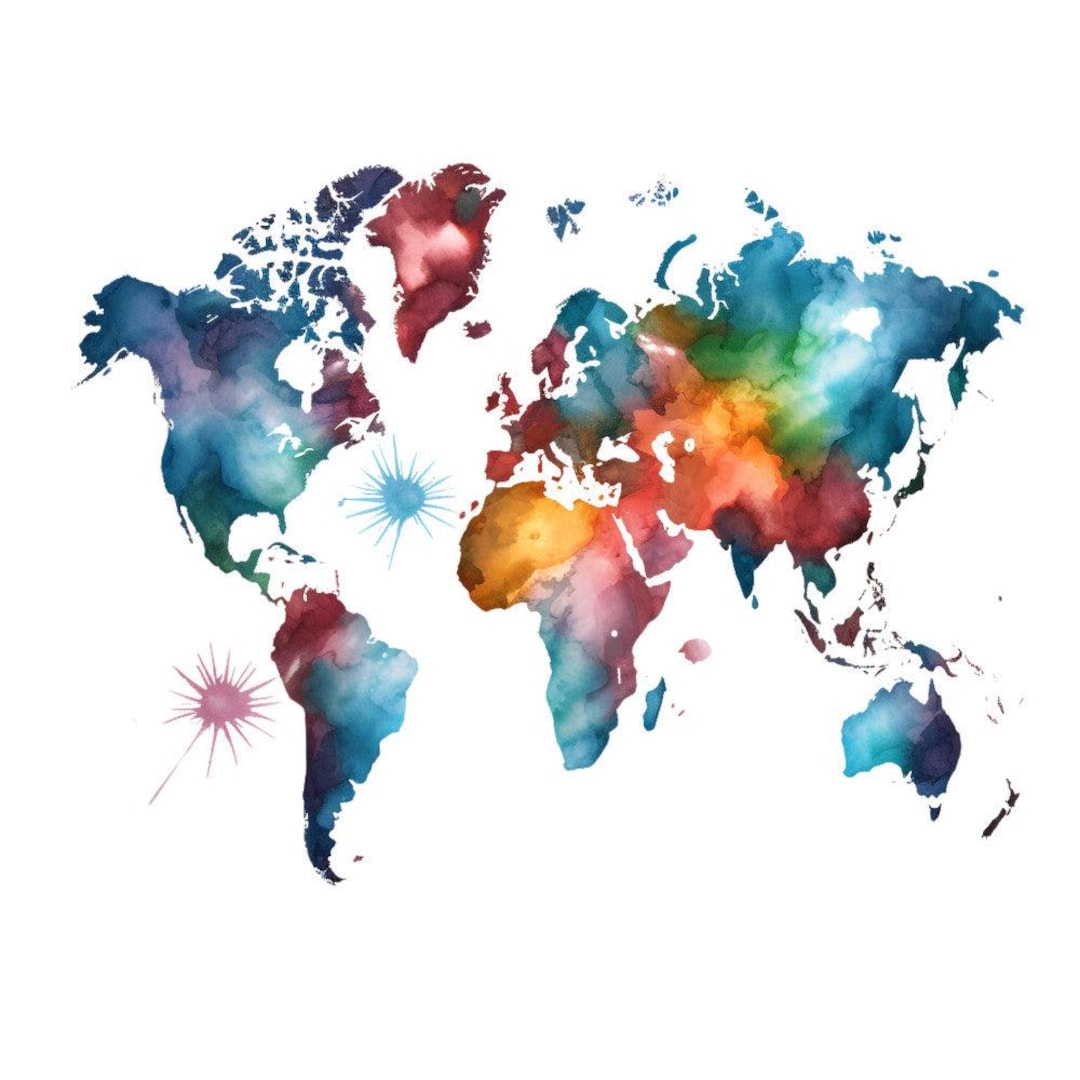 Etsy Color Map Colorful World Map Fabric Panel 21 - Etsy