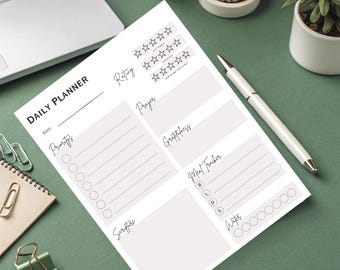 Daily Planner Page with stickers | Daily Organizer | To Do | Desk Accessories