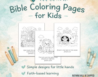 Biblisches Malbuch für Kinder | Christliche Malvorlagen | Bibelgeschichten Aktivitätsbuch | Druckbares PDF