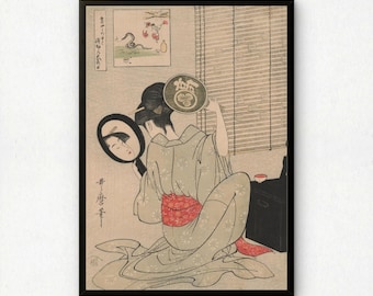 日本の木版画 – 喜多川歌麿 – 山姥と金太郎 – 本物の手作り浮世絵
