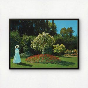 Monet Lady in the Garden Art Print | Giclee Fine Art Reproduction | Impressionist Wall Decor image 1