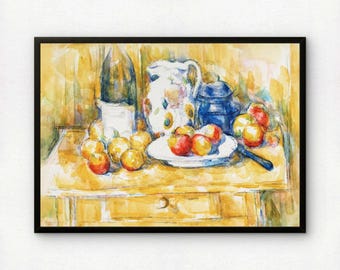 Paul Cezanne Still Life Art Print | Apples on Sideboard, Giclee Reproduction