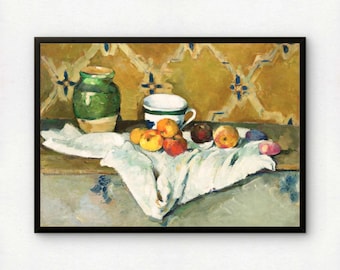 Paul Cezanne Still Life Art Print, Jar, Apples, Museum Quality