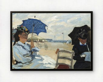 Monet The Beach at Trouville Art Print | Giclee Fine Art Reproduction | Impressionist Wall Decor