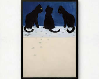 ルイス・ウェイン作「クリスマスツリーを飾る猫たち」1906年ポスター