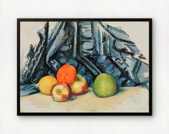 Paul Cezanne Still Life Art Print | Apples and Cloth Giclee Reproduction
