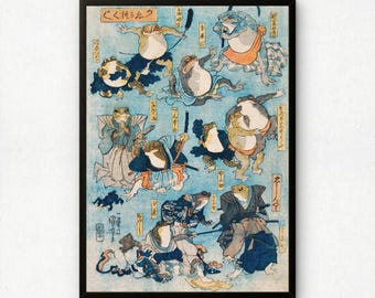 Kabuki Frogs Art Print | Utagawa Kuniyoshi Japanese Woodblock