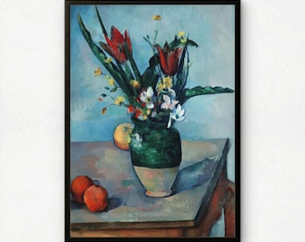 ポール セザンヌ、チューリップの花瓶、アートプリント、ヴィンテージ