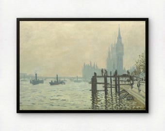 Monet The Thames below Westminster Art Print | Giclee Fine Art Reproduction | Impressionist Wall Decor