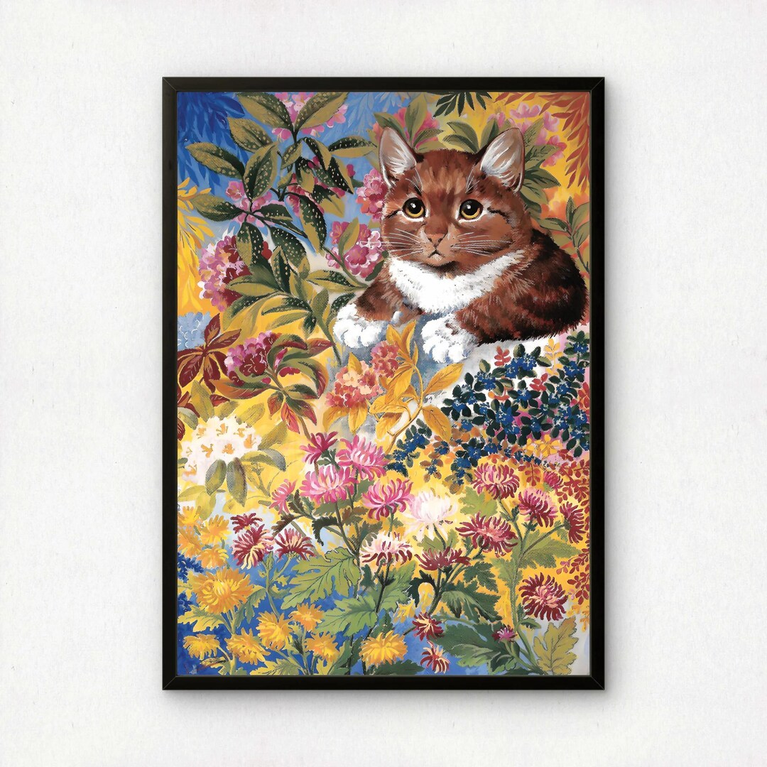 ルイス・ウェイン：花園の茶色い猫｜ジクレー版画｜猫のギフト - Etsy 日本