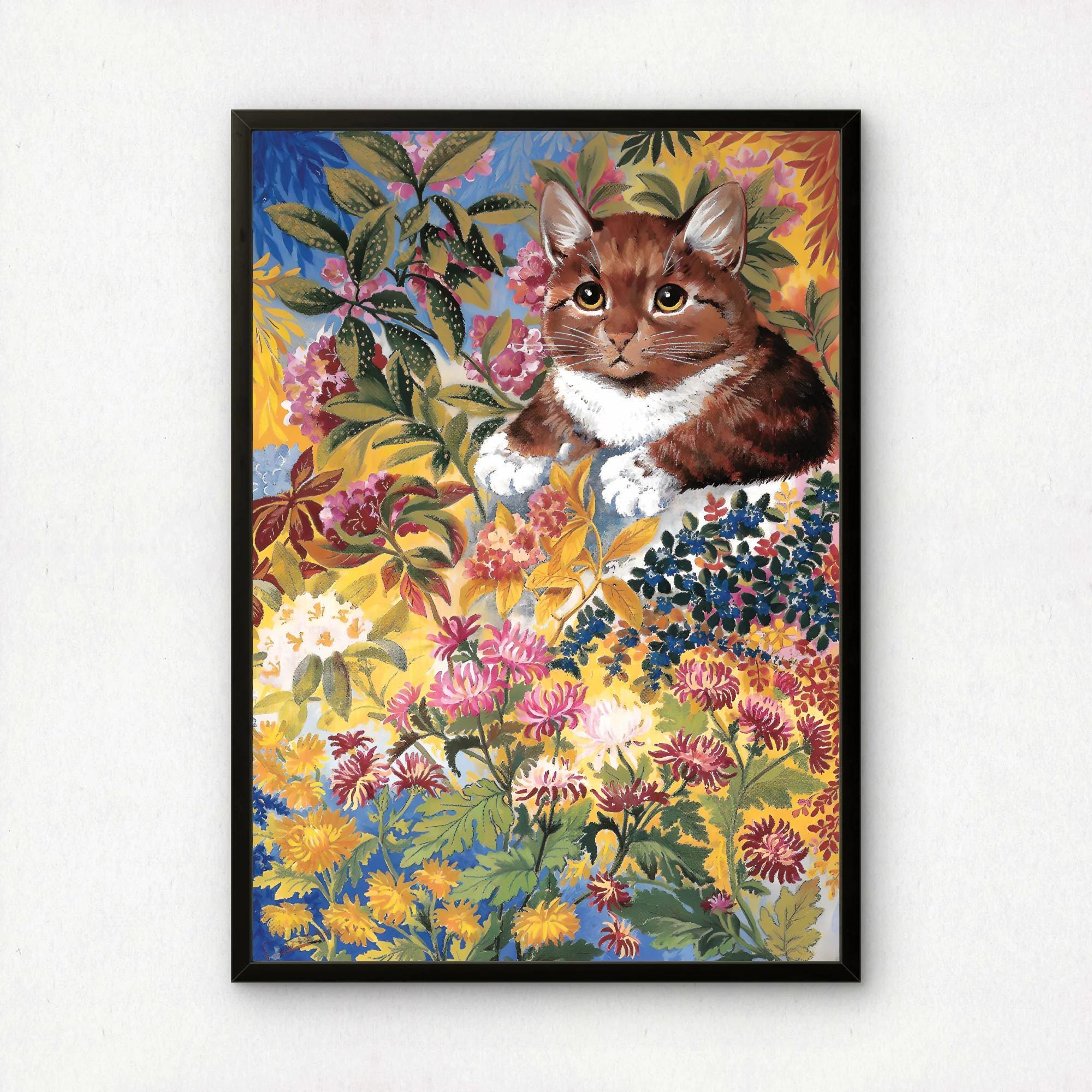 ルイス・ウェイン：花園の茶色い猫｜ジクレー版画｜猫のギフト - Etsy 日本