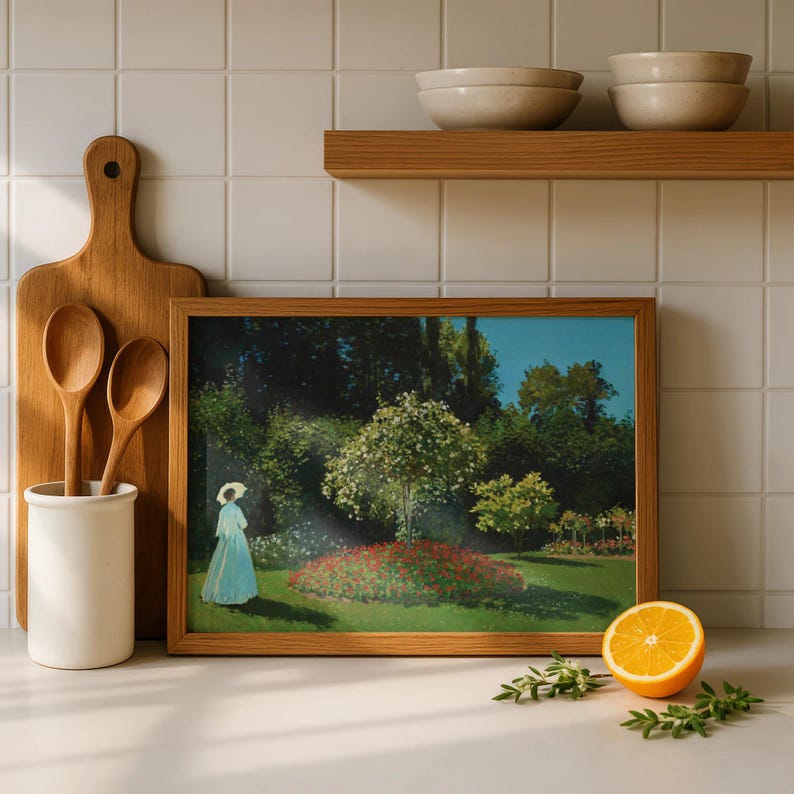 Monet Lady in the Garden Art Print | Giclee Fine Art Reproduction | Impressionist Wall Decor image 3