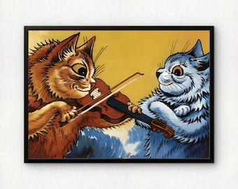 Louis Wain: ¡Hora de jugar! Impresión de gato / Póster artístico giclée / Regalo de cumpleaños para amantes de los gatos