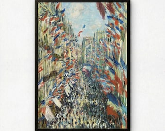 Monet The Rue Montorgueil in Paris Art Print | Giclee Fine Art Reproduction | Impressionist Wall Decor
