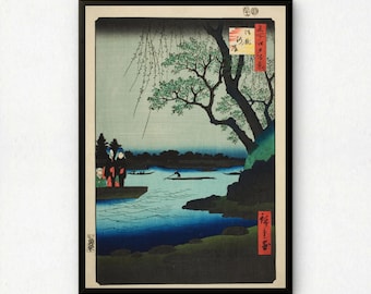 Stampa artistica di Hiroshige / Xilografia giapponese, Paesaggio Edo