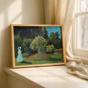 Monet Lady in the Garden Art Print | Giclee Fine Art Reproduction | Impressionist Wall Decor image 2