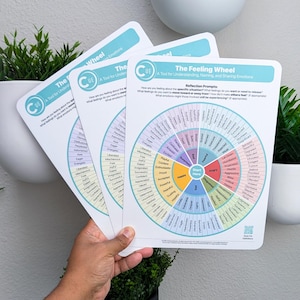 Soft Touch Laminated Feeling Wheel - 8.5"x11" Emotional Learning - Thick Emotion Chart (3-Pack)