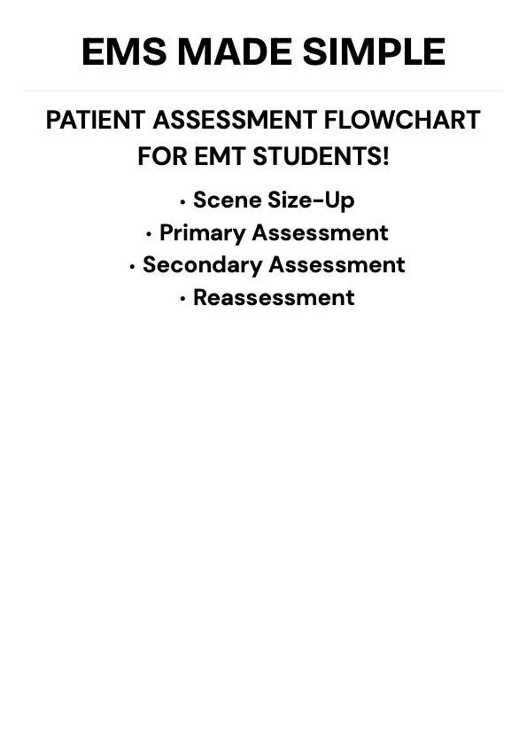 EMS Patient Assessment Flowchart | EMT Study Sheet - Etsy
