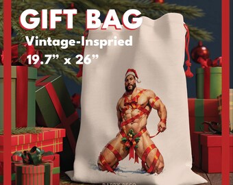 Gift Bag, Christmas Holiday Packaging, Holiday Bag, Christmas Bag, Santa bag, vintage gift bag, Funny Bag, LGBTQ Gift, Gay Bag, Gay Gift