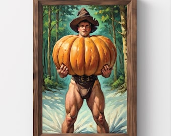 Poseidon, Halloween, herfst, papa, Gay Halloween, Monster Daddy, Body art, Afdrukbare kunst, Gay Art Painting, Gay portrait, Gay, Fall, LGBTQ