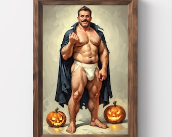 Dracula, Halloween, herfst, papa, Gay Halloween, Monster Daddy, Body art, Afdrukbare kunst, Gay Art Painting, Gay portrait, Gay, Fall, LGBTQ